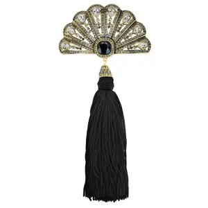 HEIDI DAUS®"Fan Fatale" Crystal Tassel Art Deco Fan Pin