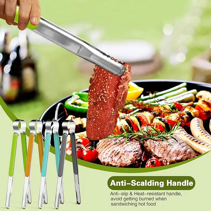 4pcs of Stainless Steel Food Tongs, Non-Slip Meat Salad Bread Serving Tongs, Barbecue Buffet Tongs, Cooking Tools, Kitchen Accessories. mesas de postres money gift