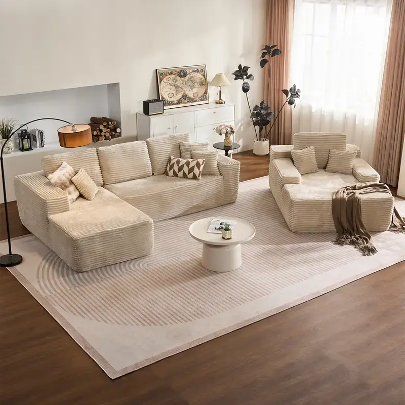 Cloud Sectional Couch with Comfy Chaise,Oversized Lounge Chair, Boneless L Shape Sofa with Deep Seat, Minimalist Modular Couches Sleeper for Living Room Bedroom Apartment Lounge,Free Combination, soft， furniture