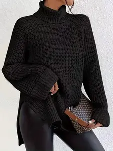 Women's Ultra-Soft High Neck Chunky Knit Sweater, Perfect for Casual & Stylish, Warm Long Sleeve Pullover for Comfort