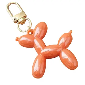 Dark Orange Balloon Dog Keychain