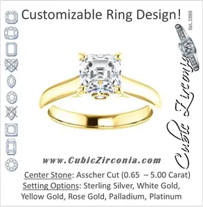Cubic Zirconia Engagement Ring- The Tawanda (Customizable Asscher Cut Cathedral Setting with Peekaboo Accents)