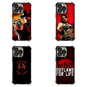 Red Dead Redemption 2 Outlaw Phone Case Shockproof Electroplated Cover for iPhone 11-17 Pro Max Plus