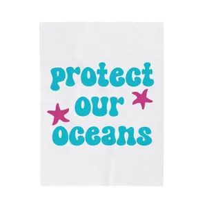 Protect Our Oceans Velveteen Plush Blanket - Cozy Eco-Friendly Throw