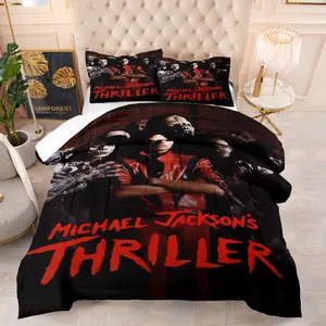 Michael Jackson poster printed pattern bedding set, including 1 blanket and 1 or 2 pillowcases without pillowcases, soft adult bedroom decoration gift