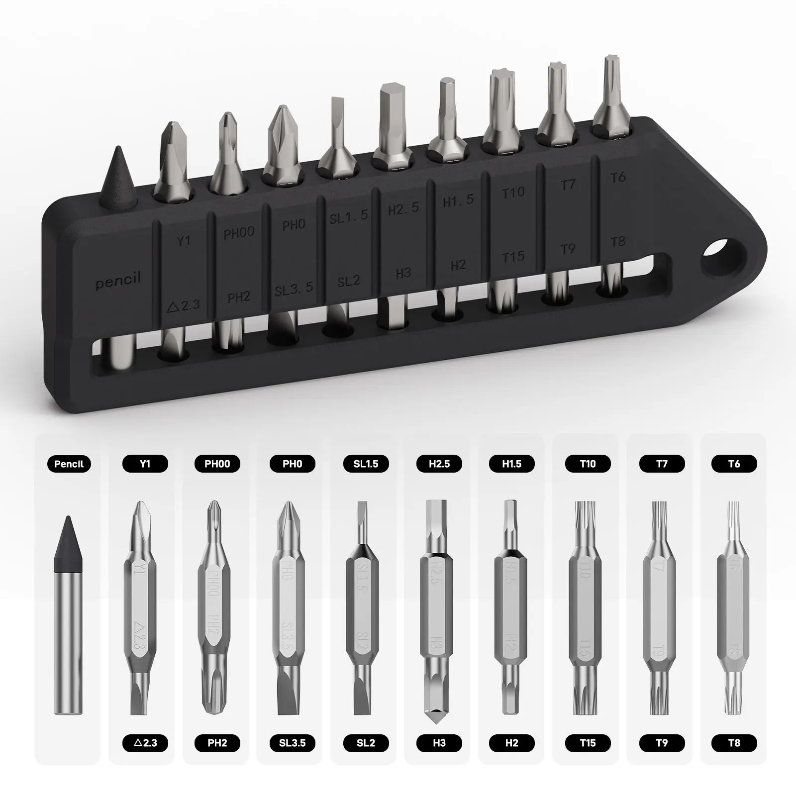 OKNIFE MBS1 Magnetic Multipurpose Precision Screwdriver Set - 9 PCS 4mm Hex S2 Tool Steel Double-Ended Screwdriver Bits, Switchable Shape, Eternal Pencil, Portable, for D1/U1 Pro Series Hex Nut Drivers, Torx Compatible, Magnetic Multipurpose Screwdriver