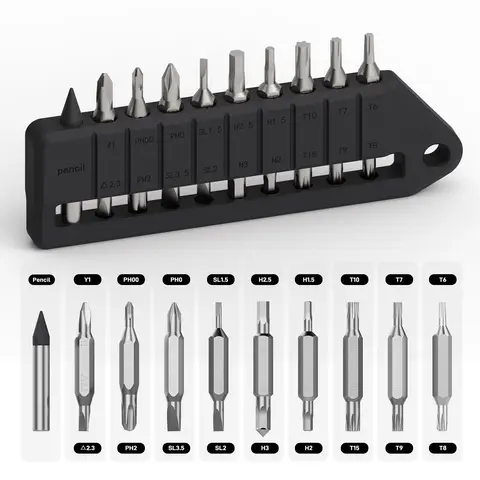 OKNIFE MBS1 9PCS Magnetic Multipurpose Screwdriver Set - 4mm Hex S2 Steel Double-Ended Bits, Magnetic Hold, Switchable Screwdriver Shape, Portable TPR Sleeve, Torx+Hex Ready, Durability, for D1/U1 Pro Hex Screws, Eternal Pencil, Mechanic Stuff