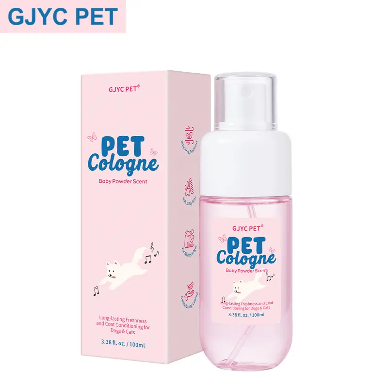 GJYC PET Dog & Cat Cologne Spray - 3.38 fl.oz Gentle Aloe Chamom Formula, Long-Lasting Classic Powdery Scent, Fur-Conditioning, Non-Sticky Odor Control, Travel-Friendly