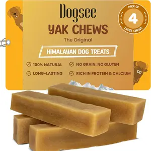 Dogsee Original Yak Cheese Himalayan Dog Chews 1lb (Large - 4 Bars) | 100% All Natural | Dog Treats Large Breed | Dog Chews Long Lasting for Aggressive Chewers | High Protein Dental Sticks