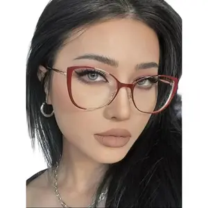 Unisex Retro Cat Eye Blue Light Blocking Glasses, Street Style Anti Eyestrain UV Protection Eyewear, Trendy Filter Eyeglasses for Daily Outdoor Wear