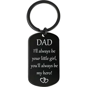 Fathers Day Dad Gifts from Daughter Son - Meaningful Engraved Keychain for Daddy Papa Stepdad Birthday Christmas