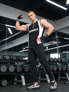 Men's Speed Colorblock Sports Vest, Quick-Dry Sleeveless Top, Ice Silk Breathable Fabric, Half-Zip Design, Slim Fit, Ideal for Gym Running