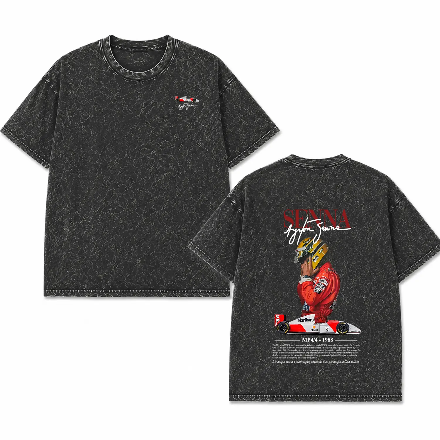 [55% Sale] +[Free Ship] Ayrton Senna Unisex Fit Washed T-Shirt Washed T-Shirt - Heavyweight Oversized Streetwear Graphic Tee