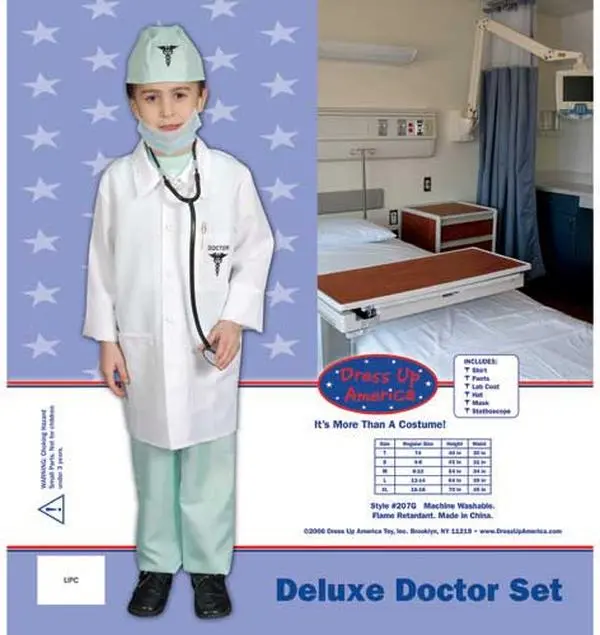 212 MAIN Men's Deluxe Doctor Complete Costume Set with Cosplay Costume Accessories - Polyester Menswear, Elastic Details, Shirt, Pockets, Size 12-14 (207-L)