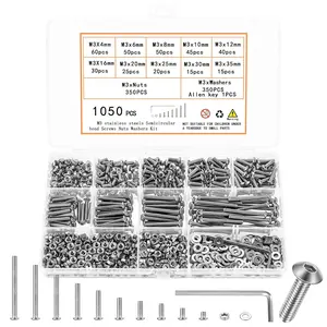 1050 count M3 Screws Kit, M3 Machine Screws and Nuts and Washers Set, Assorted Button  Socket Cap Screws Nuts and  Assortment Kit, Stainless Steel Metric Screw Assortment, Fully Threaded