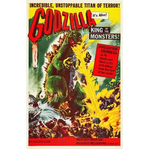 Godzilla, King of the Monsters! (1956) Movie Poster – Classic Retro Sci-Fi Horror Film Reproduction Art Print