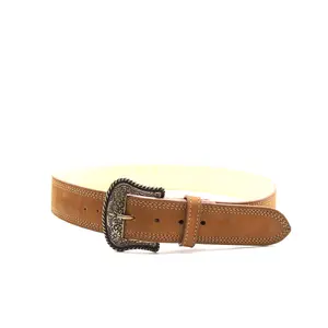 5414012630 - Vaquero Signature Men's Plain Leather Belts With Row Of Backstiches Nobuck Topo