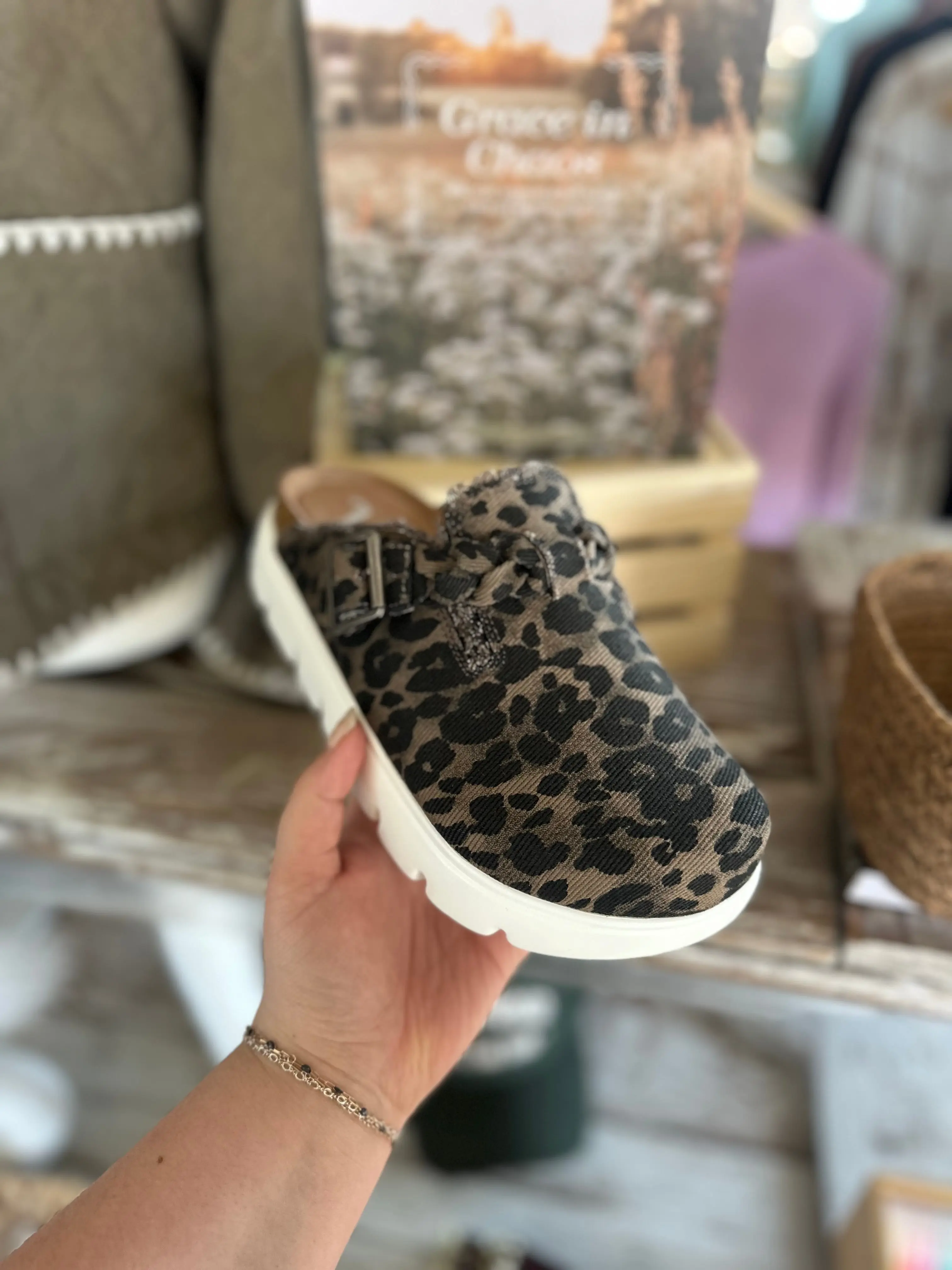 Women's Very G Cassie Platform Clog - Casual Leopard Women's Shoe, Stylish Comfortable Everyday Wear Footwear with Rocker Bottom