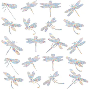 33PCS Dragonfly Window Decals for Bird Strikes - Anti-Collision Window Decals to Save Birds from Collisions,Non Adhesive Reusable Vinyl (Rainbow Stickers)