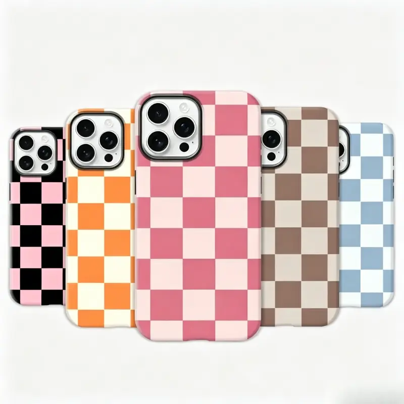 Sophisticated Matte Checkerboard Pattern Protective Phone Case for IP 17/16/15/14/13/12/11 Series Pro Pro Max & Standard |       Anti-Slip Grip with Premium Textured Finish |       Fingerprint & Oil Stain Resistant Wear-Resistant Scratch-Resistant Durable