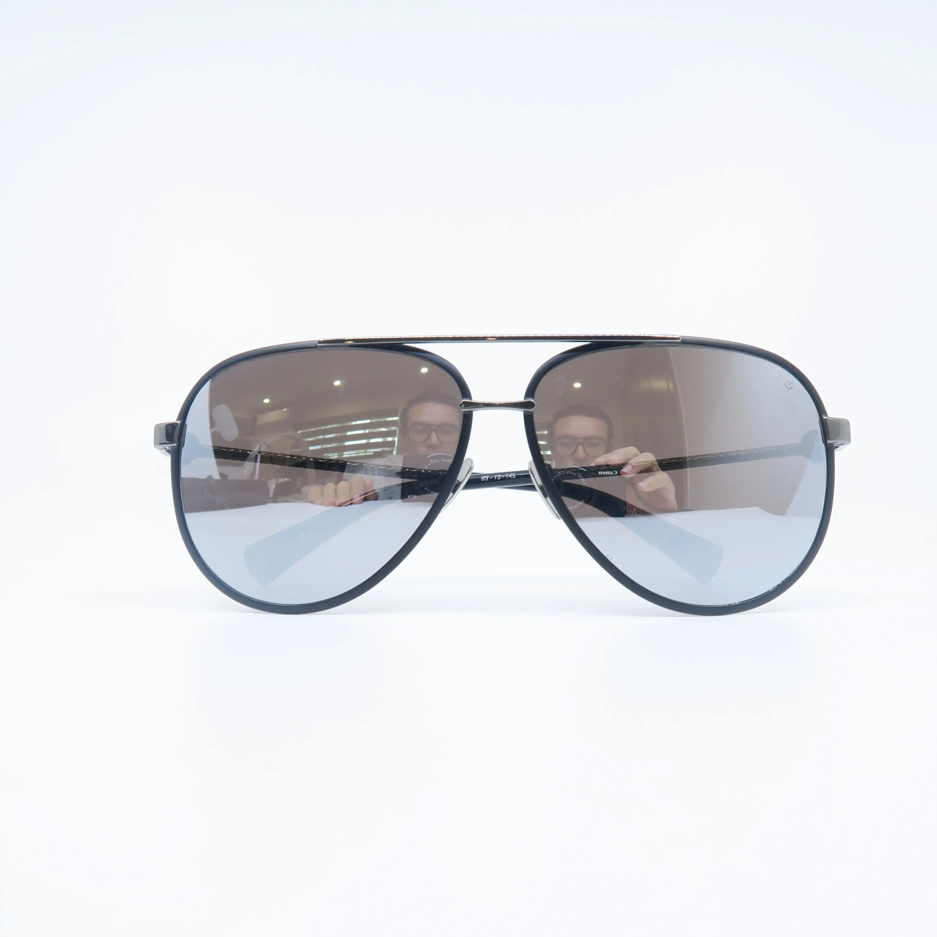 John Varvatos SJV546 Men's Aviator Sunglasses, Chic Matte Black Design with Mirrored Lenses, 63mm Width, 13mm Bridge, Elevate Your Style, Chic Men's Sunglasses, 145Mm Temple