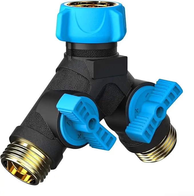 Relhost Hose Splitter 2 Way Heavy Duty, Garden Hose Splitter with Dual Shut-Off Valves, 3/4" Water Hose Connector, Leakproof Outdoor Faucet Splitter for Garden, RV, Lawn, Washing