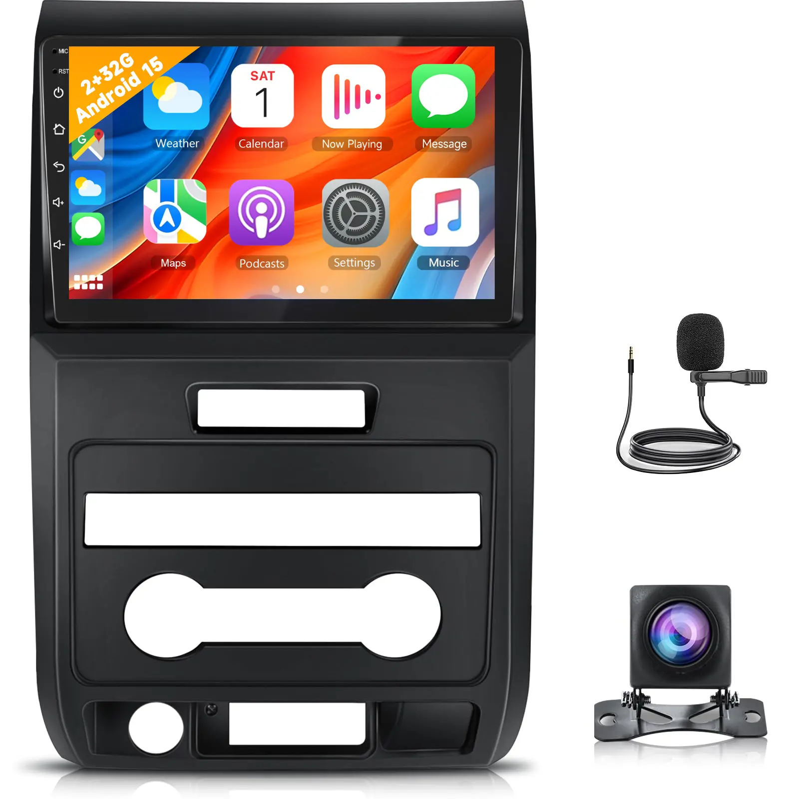 9-Inch High Definition Android 15 Car Video Player for Ford F150 2009-2012, with Audio Display Screen, GPS Navigation, WiFi, CarPlay Touchscreen, Bluetooth, FM/RDS, EQ, Rear View Camera Input, DSP Technology, Mobile Phone Hotspot, Father's Day Gift, Car A
