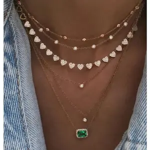 Pave Heart Charm Necklace