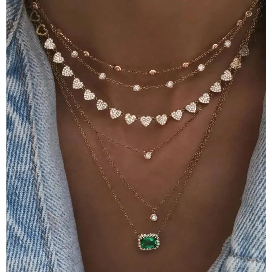 Pave Heart Charm Necklace