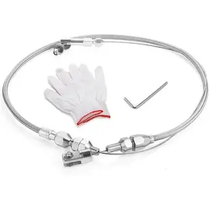 24" Universal Throttle Cable Stainless Steel Braided Covering Locking Kit with Aluminum Fitting & Ferrule, Accelerator Adjustable Throttle Cable Automotive Replacement Part