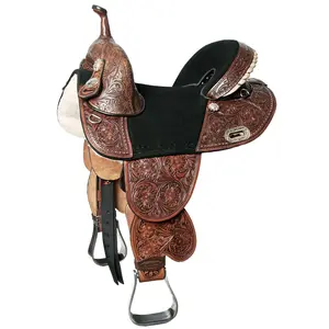HILASON Western Horse Treeless Trail Barrel American Leather Saddle | for Horses