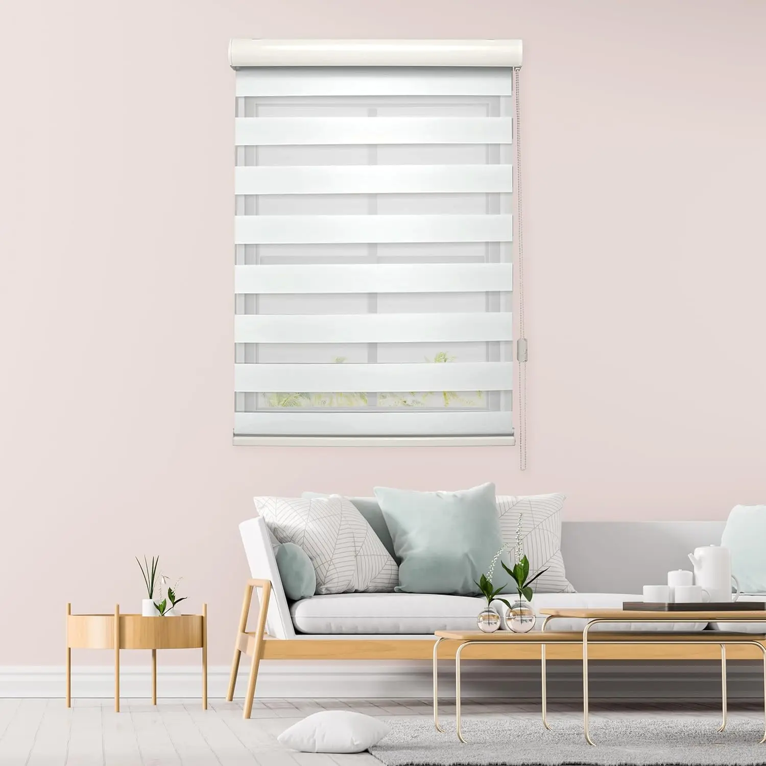 Mocassi Corded Zebra Blinds with Dual-Layer Sheer Light Control, Premier Window Treatment
