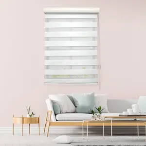 Mocassi Corded Zebra Blinds with Dual-Layer Sheer Light Control, Premier Window Treatment