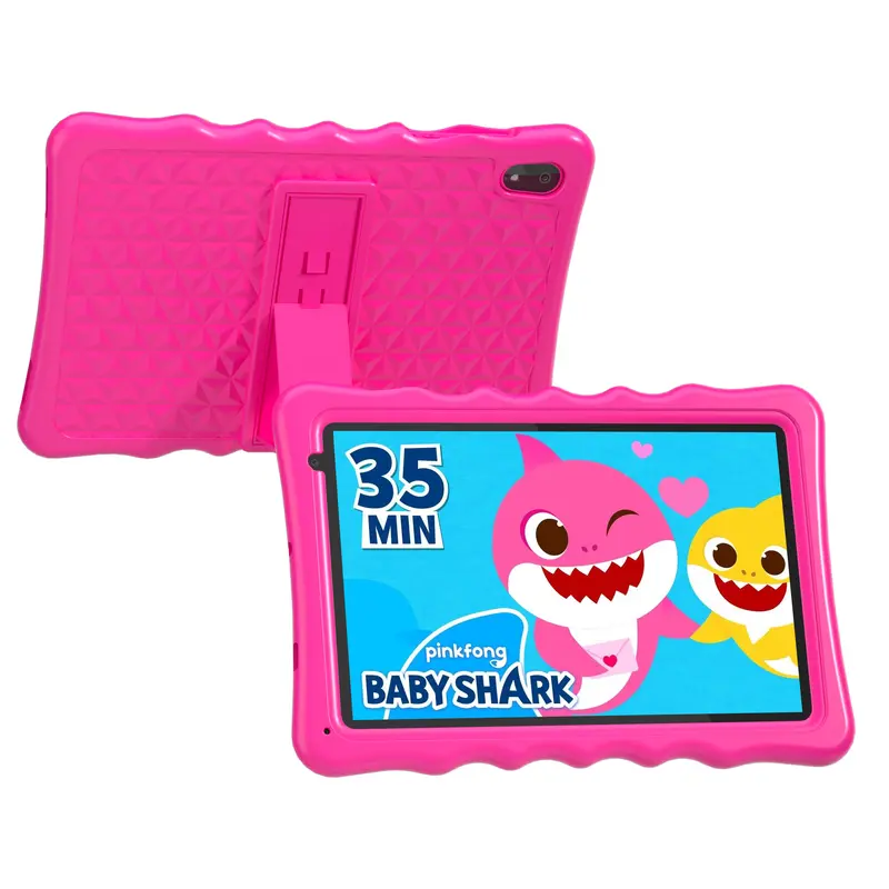 BYYBUO Durable Kids 10.1in LCD Tablet - Android 14 Quad-Core, Wi-Fi Touch Screen, USB-Type C Charging, Shockproof Case, Learning Apps, Entertainment Games, 5MP Pink Rear Camera, External Memory Support, Picture Capture, Speakers, 1 User Manual