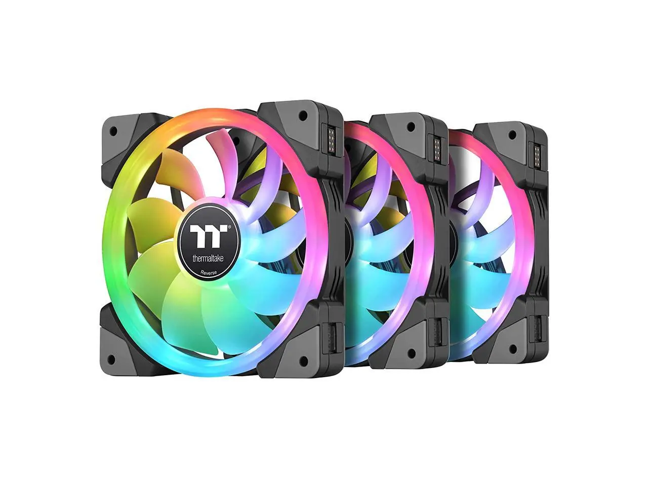 Thermaltake SWAFAN EX 12 RGB PC Cooling Fan, 3 Pack, 500 ~ 2000 RPM, Magnetic Connection, Reversable Blades, controller included, CL-F143-PL12SW-A