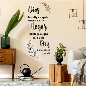 Spanish God Bless Decorative Wall Sticker, Spanish Scripture Christian Bible Prayer Decal, Home Decor for Bedroom Kitchen Living Room, Religious Art Decoration