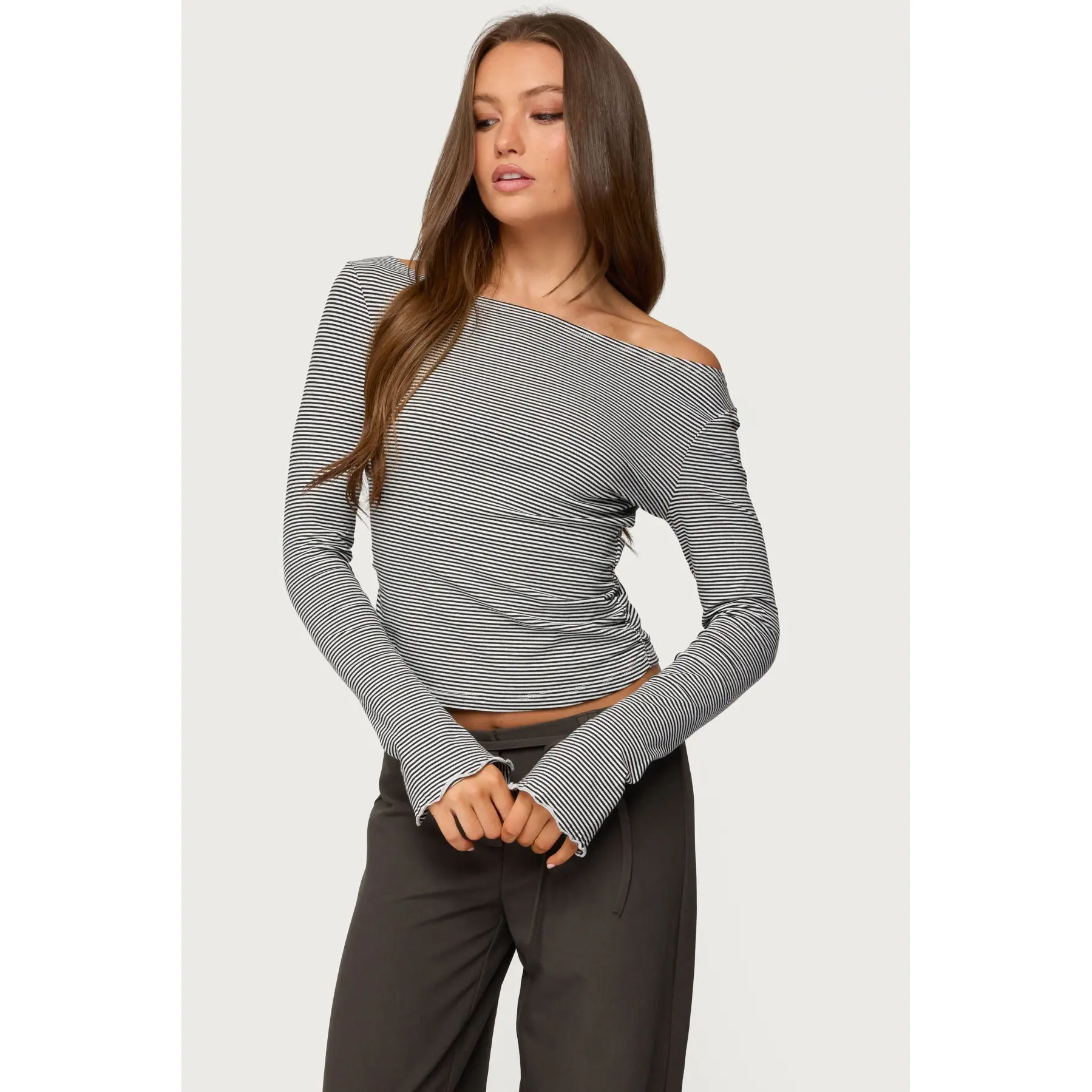 Leyna Striped Off Shoulder Top