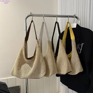 Trendy Summer Woven Handheld Bag for Women, Stylish Chic Small Shoulder Bag, Vacation Beach Straw Bag with Lightweight Design, Perfect for Seaside Trips, Beach Travel, Shopping, Holidays and Casual Summer Outdoor Activities,summervibes