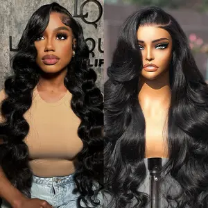 13x6 Lace Front Wigs Human Hair For Women 28 30 Inch Body Wave wigs Pre Plucked Brazilian 13x6 HD Transparent Lace Frontal Wigs Human Hair 180%