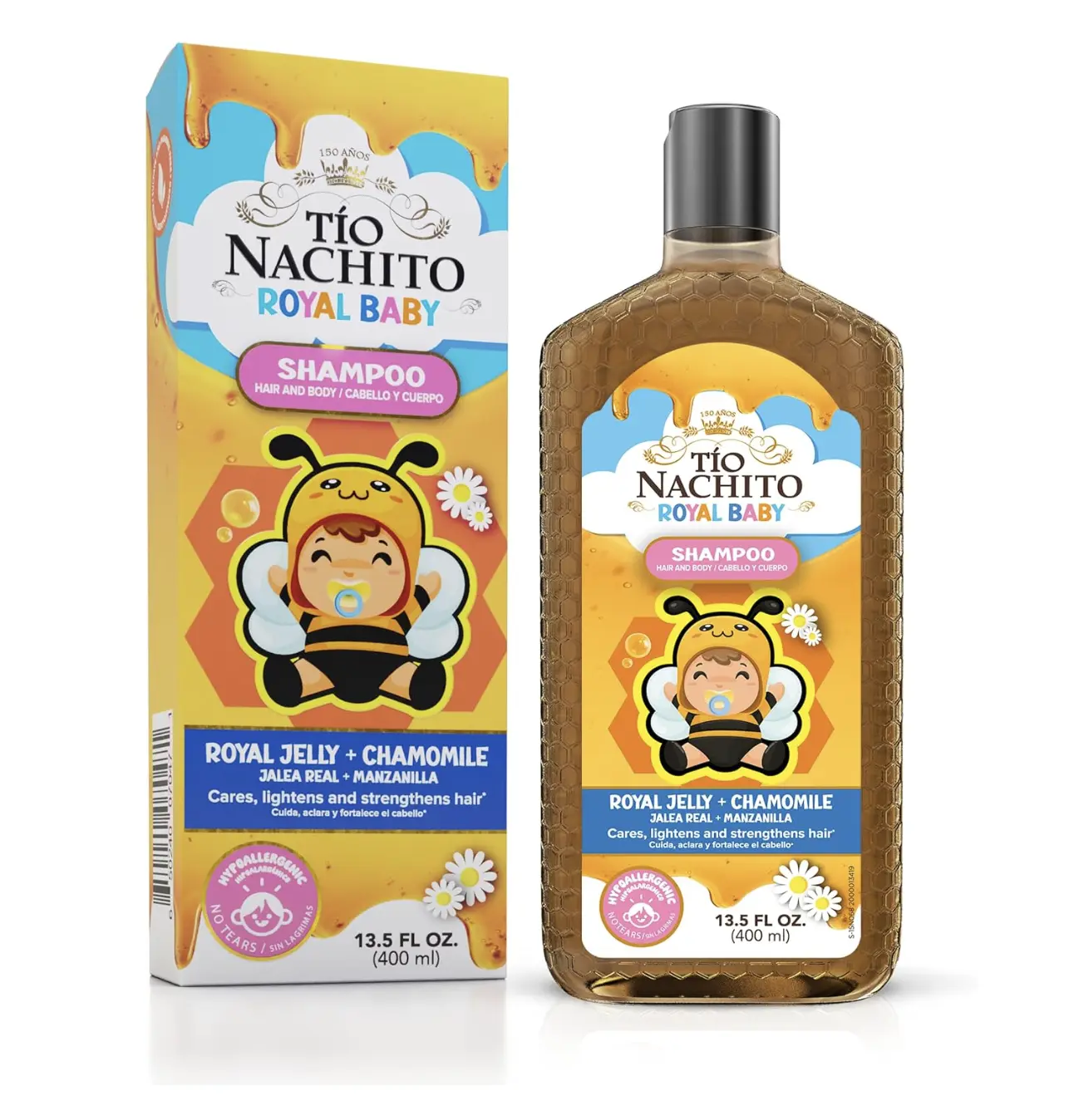 Tio Nacho TIO Nachito Hypoallergenic Safe Baby Shampoo & Body Care Bath Wash, 13.5 fl oz Single Pack - Gentle, Tear-Free with Royal Jelly & Chamomile
