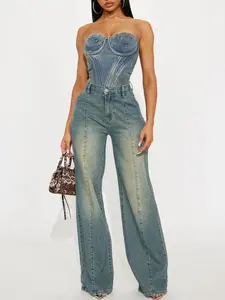 High Value Wide Leg Trouser Jeans - Vintage Wash