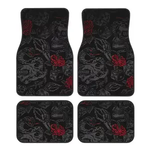 4pcs Set of Dark Mystic Element Car Floor Mats, Suitable for SUVs, Trucks, and Cars -all-weather Mats with a Black Mandala Snake Design, Made of Wear-resistant and Non-slip Material, a Great Gift for Drivers, Vehicle Floor Mats
