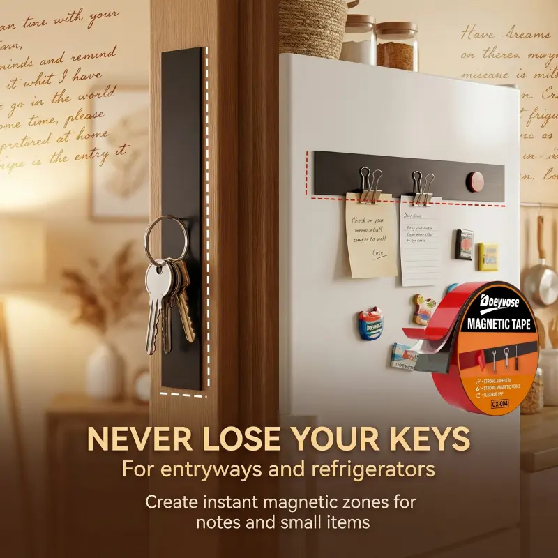 Doeyvose Magnetic Strip with Adhesive, Heavy Duty Flexible Magnet for Fridge & Metal Door, Ideal for Spice Rack & Message Board