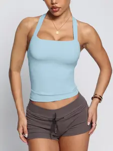 1 TKITK sewn spandex Serenity Halle Halter Tank Sleeveless Gym Tops suitable for cycling and outdoor sports