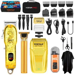 Hiena Pro LQT Professional Cordless Hair Clipper for Men Rechargeable Beard Trimmer with LED Display Precision Blades Adjustable Combs Low-Noise Grooming Kit