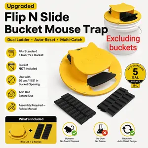Upgraded dual-ladder cat head Flip N Slide Bucket Lid Mouse Trap,Mouse Traps Bucket for Indoor and Outdoor Use - Mouse Traps Indoor for Home - Multi-Catch, Auto-Reset, Humane or Lethal Rat Trap - ABS Material -Reusable Mouse Trap