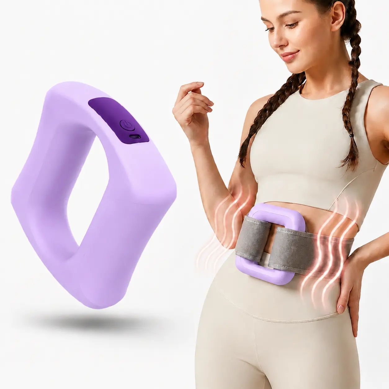 Rechargeable Handheld Vibration Massager with Adjustable Belt for Muscle Relaxation, Suitable for the Waist, Legs, and Full Body