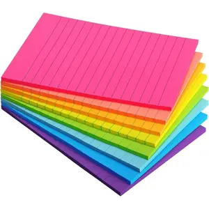 8 Pads Lined Sticky Notes 4x6 Sticky Notes with Lines Self-Stick Note Pads 8 Bright Multi Colors, 35 Sheet/Pad trapper keeper sticky note stain
