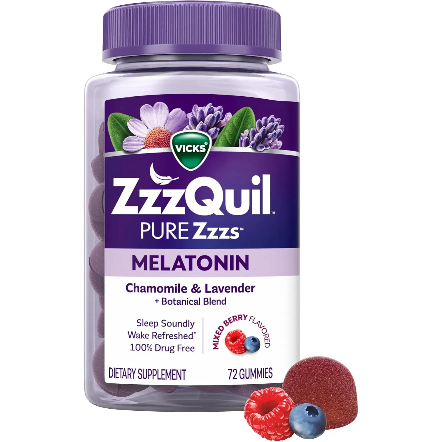 Melatonin Gummies 2mg Sleep Aid Gummies Chamomile Lavender Sleep Support 72 Count