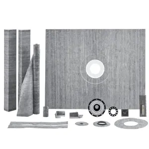 fathersdaygift VEVOR Shower Curb Kit, 60x48 Shower Pan Kit with 2 PVC Central Flange, Waterproof Membrane, Stainless Steel Grate and Joint Sealant, Shower Pan Slope Sticks Fit for Bathroom